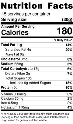 Peanut Butter Monster Mix Nutrition Facts