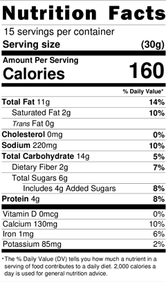 Sweet Cajun Trail Mix Nutrition Facts